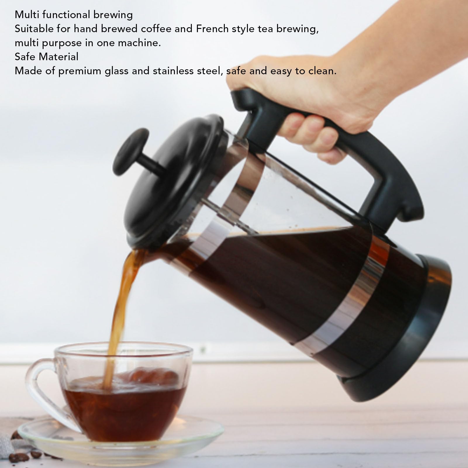 French Press French Press, Glass Stainless Steel 1000ML Coffee Maker and Tea Maker for Home Tea Brewing
