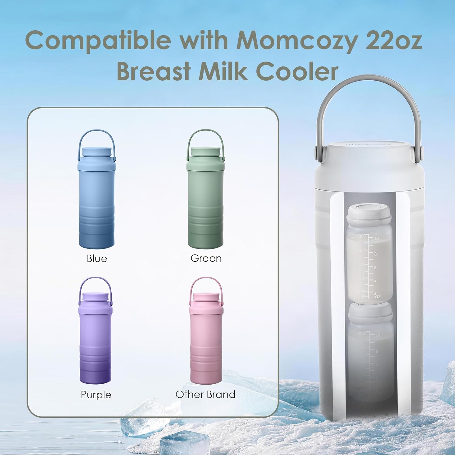 4PCS Breastmilk Storage Bottle for Momcozy 22oz Breast Milk Cooler, Wide Neck Breastmilk Collection Compatible with Spectra S1/S2/9 Plus/SG/Motif Luna, Certain Philips Avent Nipples, 10oz/300ml