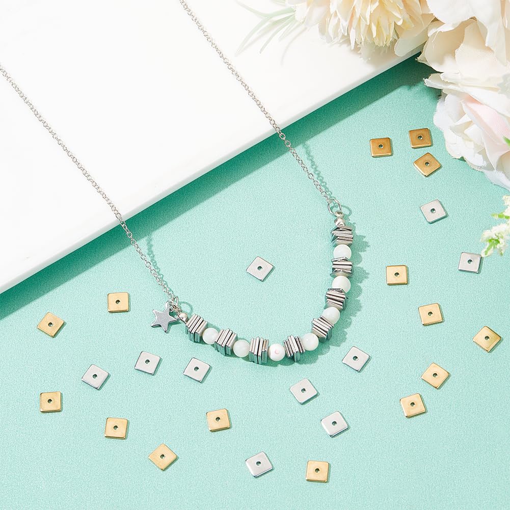 UNICRAFTALE Edelstahlperlen Mix – 200 Stück, 3 & 4 Mm, 2 Farben, Für DIY Schmuck