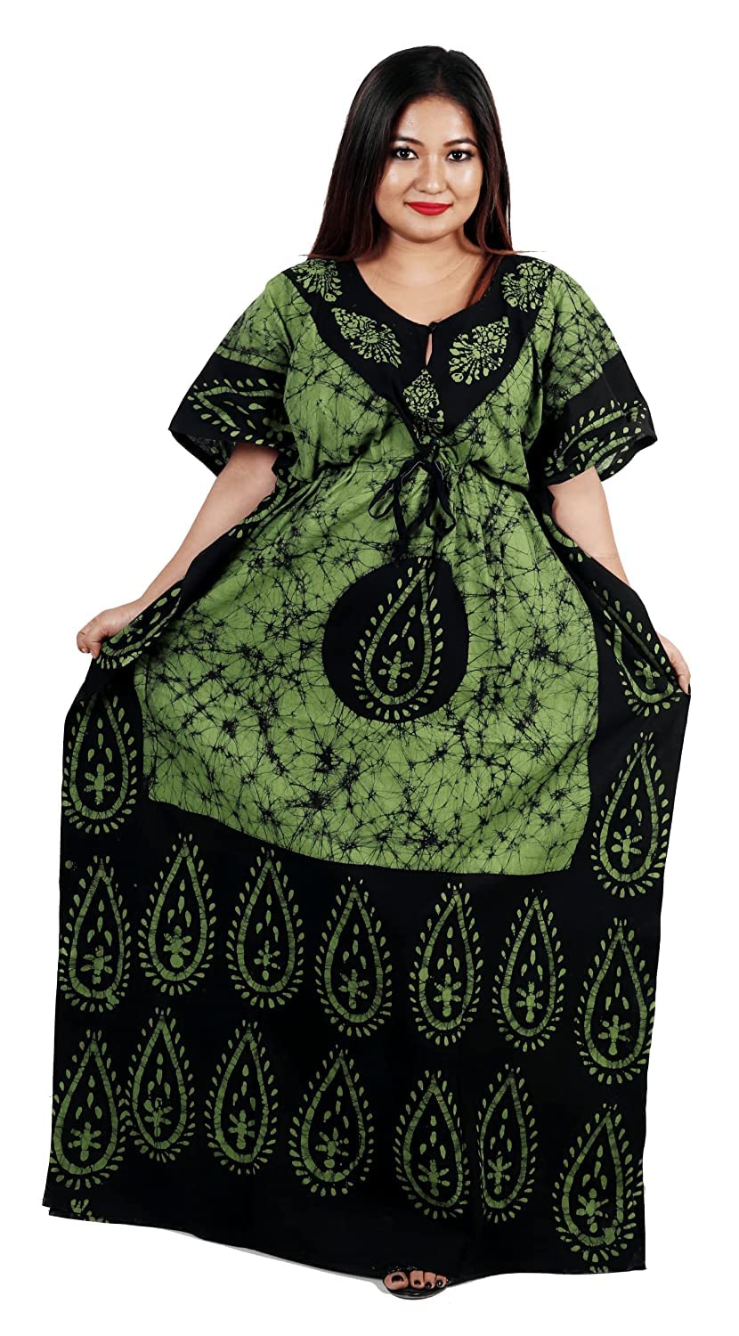 Women's Printed Cotton Kaftan, Nighty, Maxi, Nightgown-image-32