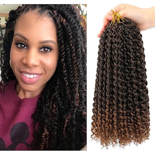 Dansama 7 paquetes de cabello Passion Twist ondulado trenzado para trenzas de ganchillo estilo mariposa, extensiones de cabello bohemio (14