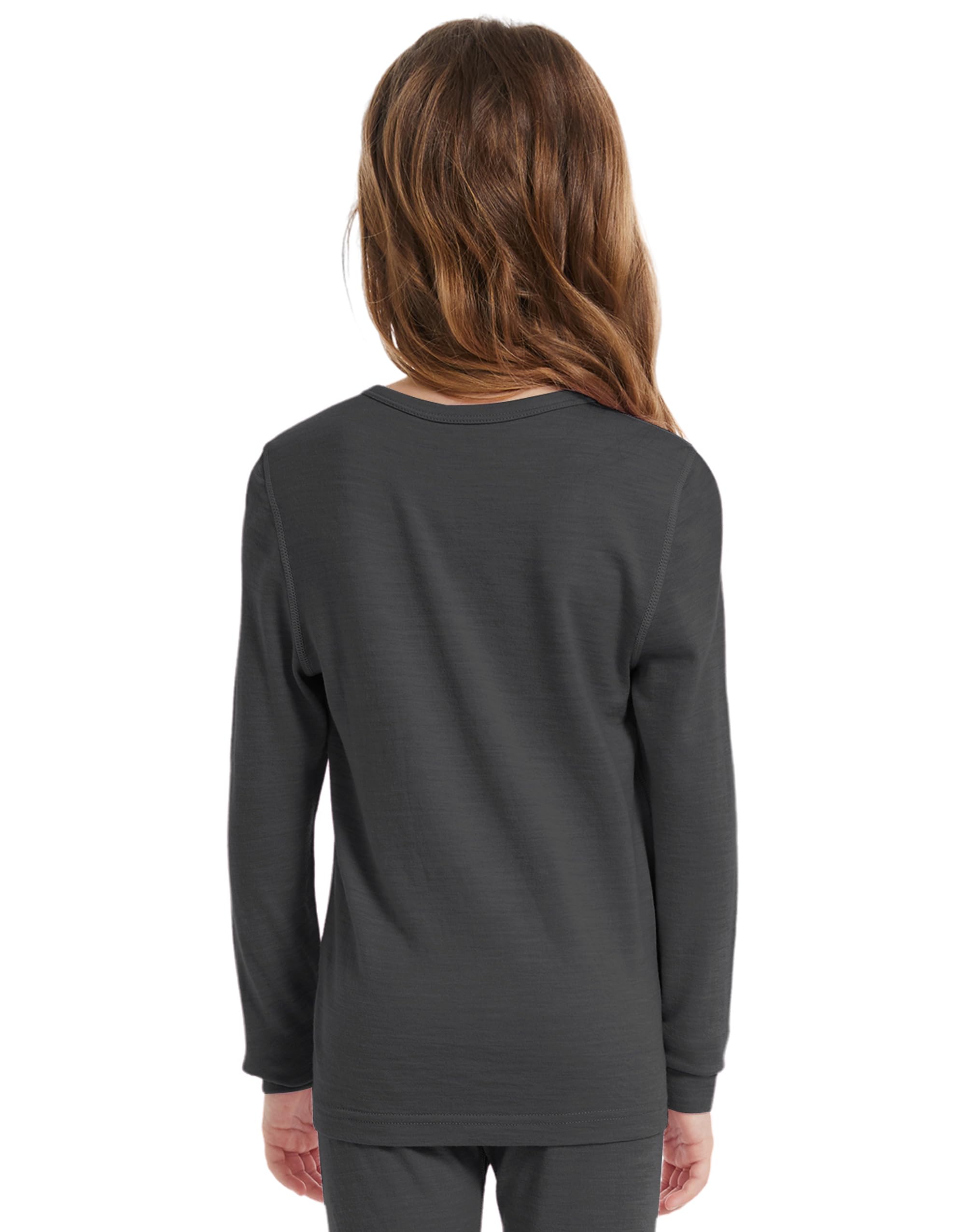 Camiseta térmica infantil unisex, 100% lana merino, camiseta de manga larga para niños y niñas, ropa interior de esquí de invierno, suave y cálida