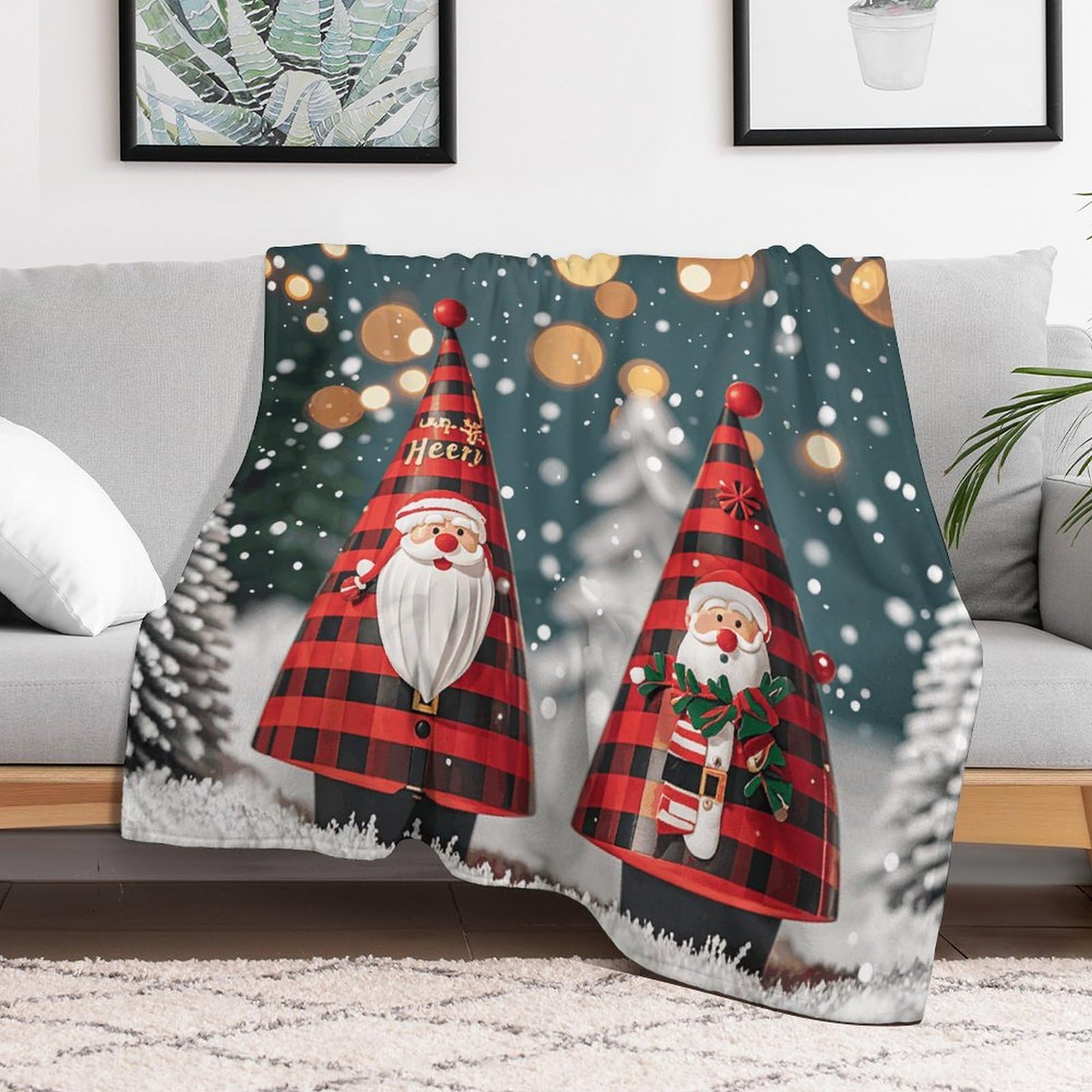 Couverture de Noël en polaire flocon de neige idée cadeau cocooning plaid lit et canapé