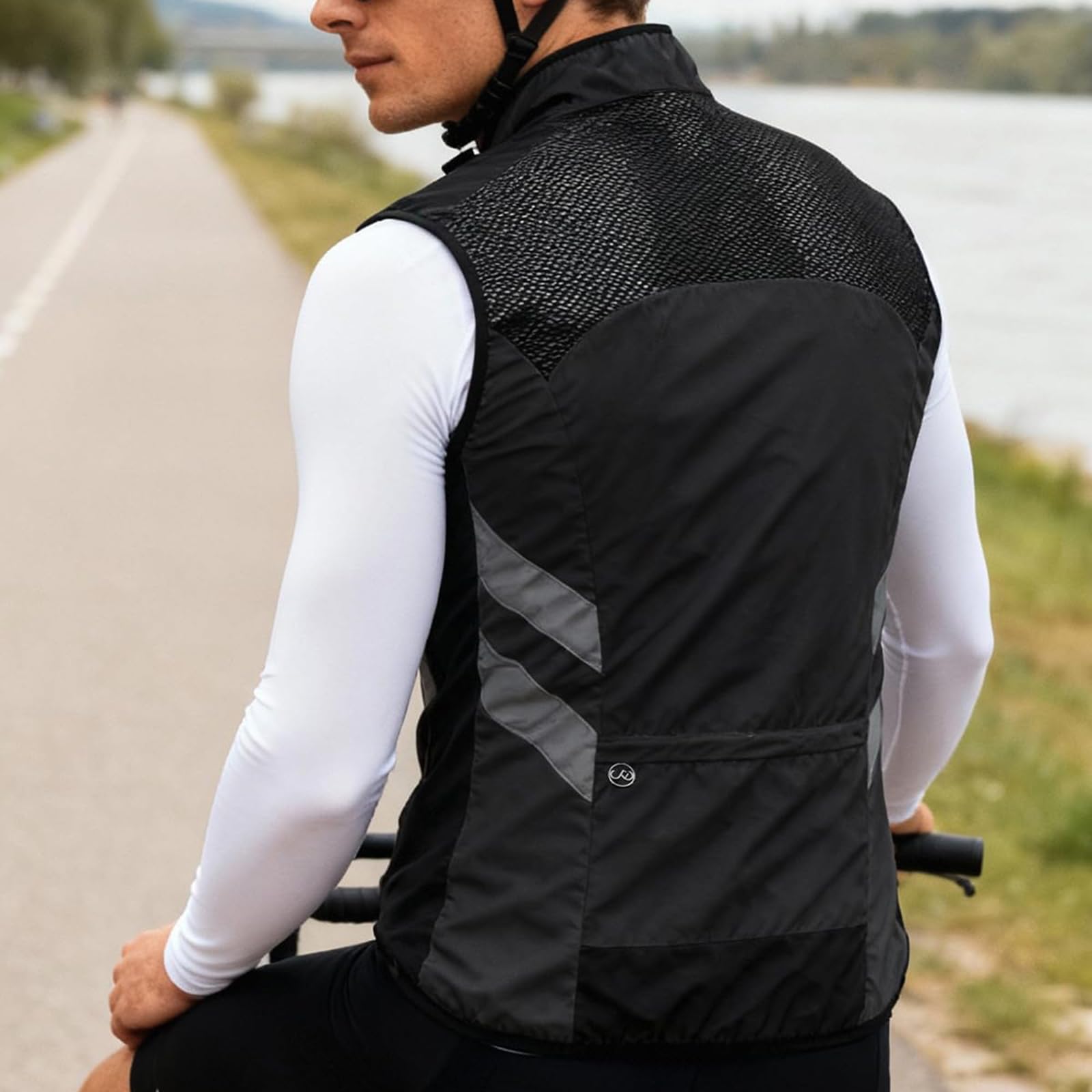 Chaleco reflectante transpirable para hombre, ideal para ciclismo de verano Chaleco impermeable y cortavientos de corte ajustado Camiseta sin mangas plegable para ciclismo