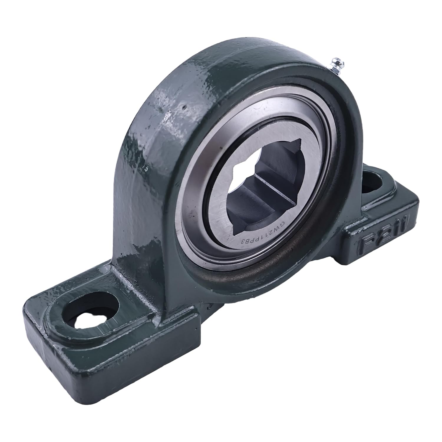 JEENDA 1-1/2" Square Bore Disc Bearing GW211PPB3 2-Bolt Pillow Block Flat Base