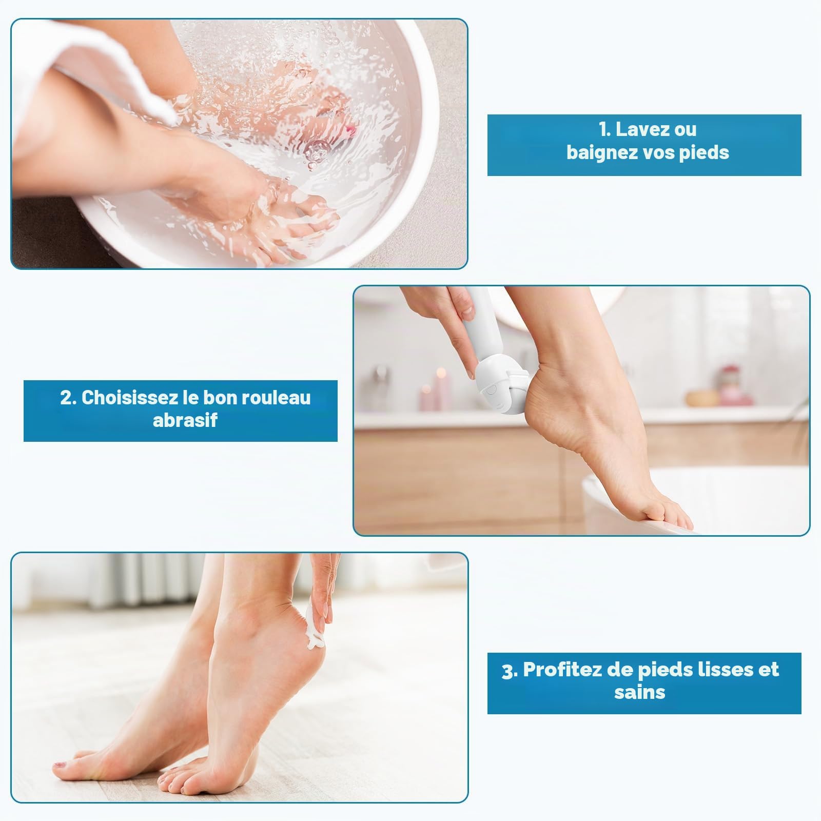 MYCARBON Rapeuse Pieds Électrique Puissante avec 5 Rouleaux de Rechange IPX6 Étanche Ponceuse Pied Pédicure Professionel Sans Fil Râpe Pied Rechargeable Soins Pieds Anti Callosités et Corne, BCM-8003