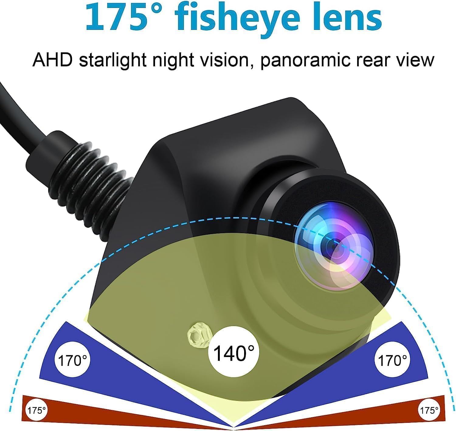 Reversing Camera, AHD 1080P HD Starlight Night Vision, General Rear/Side View Camera, Adjustable Fisheye Lens Lens, 170 ° Wide-Angle 12v-24v Car Rear View Camera Ip68 Waterproof
