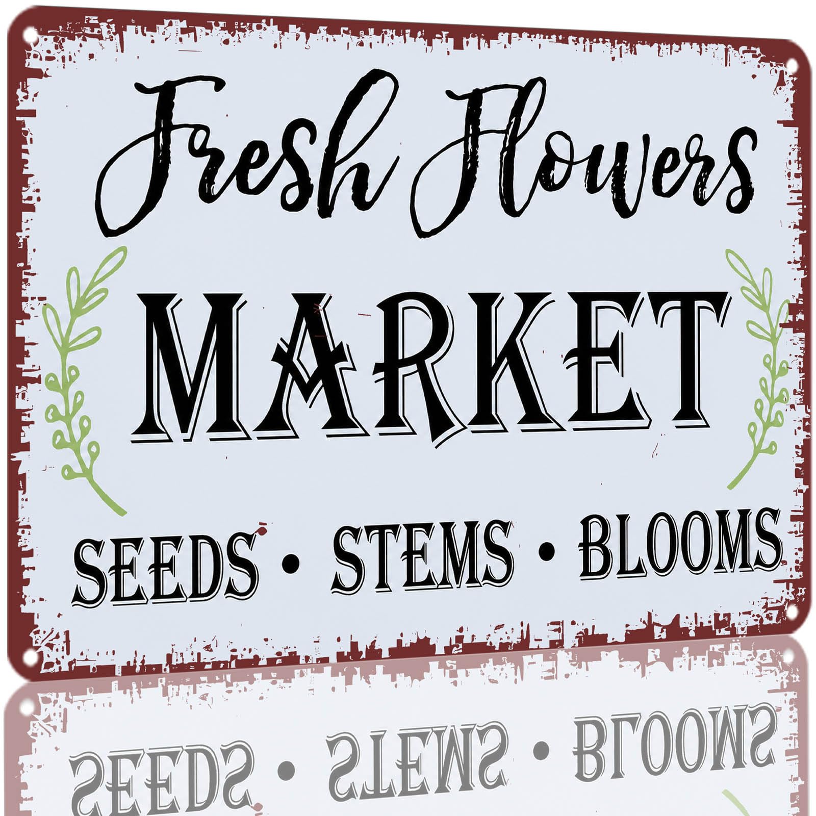 Kwqdozf As Pic Fresh Flowers Market Metal Tin Sign 8X12 Inch Aluminum Vintage Wall Decor F