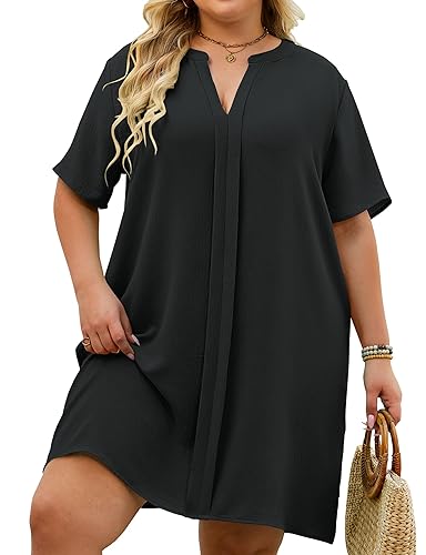 Women's Plus Size Swimsuit Coverup V Neck Short Sleeve Summer