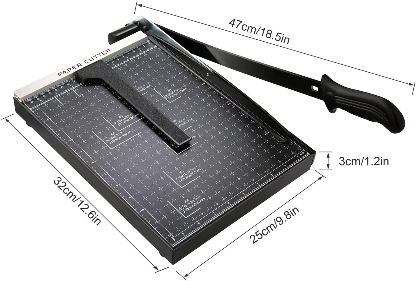 Coocheer - Tijeras para oficina (tamaño A4, 12 hojas, 30,5 cm), color negro 32 * 25 CM