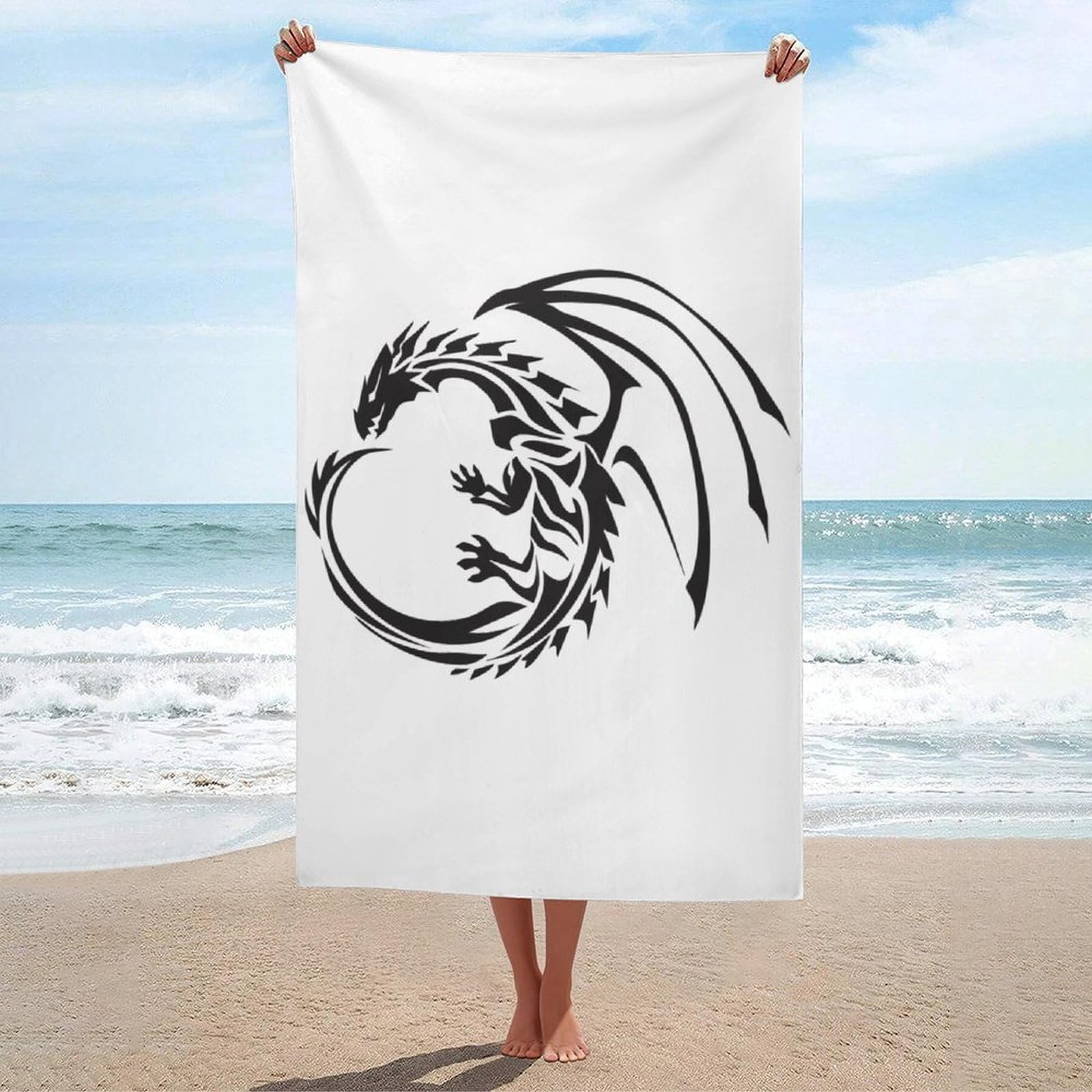 LEDFCVSU Beach Towel, Flying Dragons Bath Towel, Absorbent Towel for Swimming, Sports, Travel