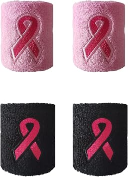 2 Pairs Breast Cancer Awareness Sweatband Pink Ribbon Wristbands Football Wristbands Baseball Wristband Sports Wristband for Football Tennis Basketball Baseball Running,Breast Cancer Awareness Gifts