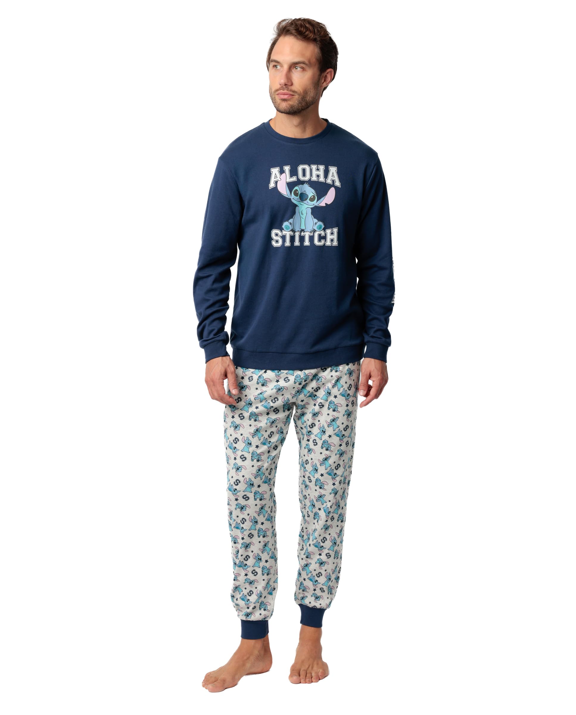 Disney Aloha Stitch Schlafanzug für Herren, langärmlig