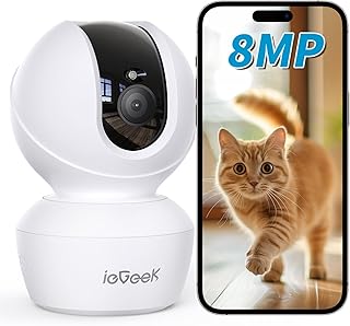 ieGeek【5Gwifi対応・最新800万画素】ペットカメラ iphone対応 見守りカメラ ieGeek ネットワークカメラ 室内防犯 24時間録画 PTZ搭載首振り 自動追跡 2.4G/5Gwifi両方対応 赤外線暗視 双方向通話 人体検知通知 Alexa メモリカード対応 クラウド保存 留守番かめら 遠隔操作 無料アプリ 増設可能 家族共有 3年メーカー保証