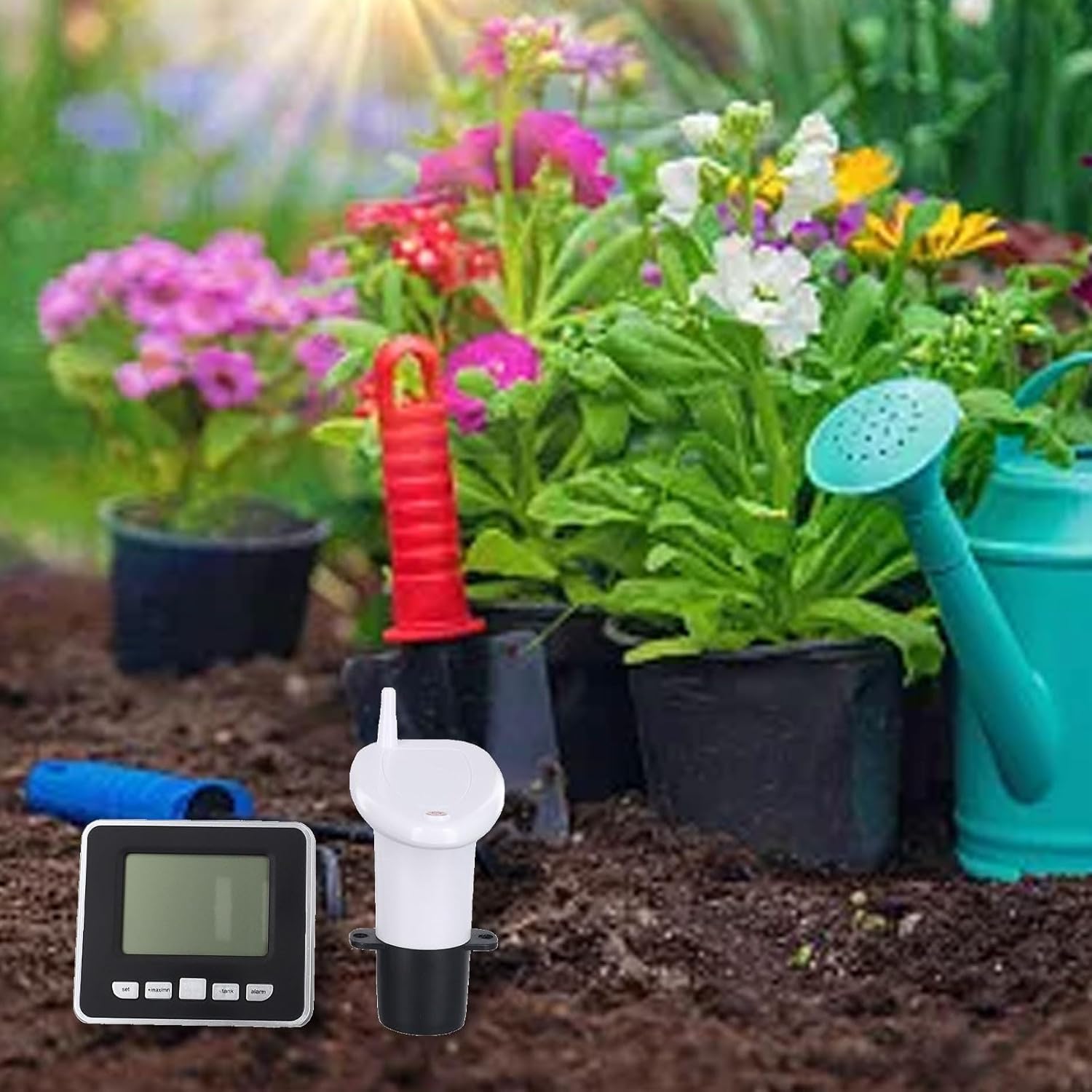 Water Tank Level Gauge With Temperature Display And Dual High/Low Alarm, Wireless Monitor For Cistern And Rainwater Storage, IP43 Waterproof Construction, 0-15m Measurement Range, ±1°C Accuracy