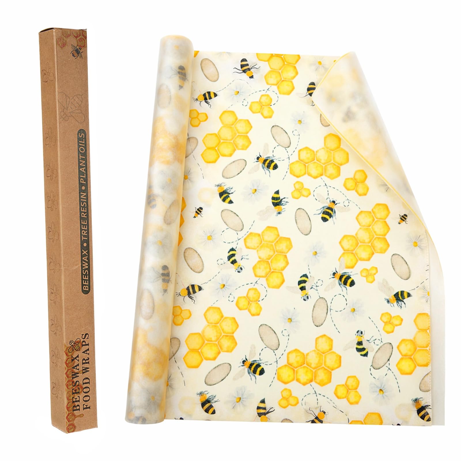 KFHENSOMR Beeswax Food Wrap Roll (33 × 100 cm) – Cut-to-Size Organic Reusable Beeswax Wrap Plastic-Free Cling Film Alternative Food Storage for Fruit, Bread, Cheese, Sandwich — image 1