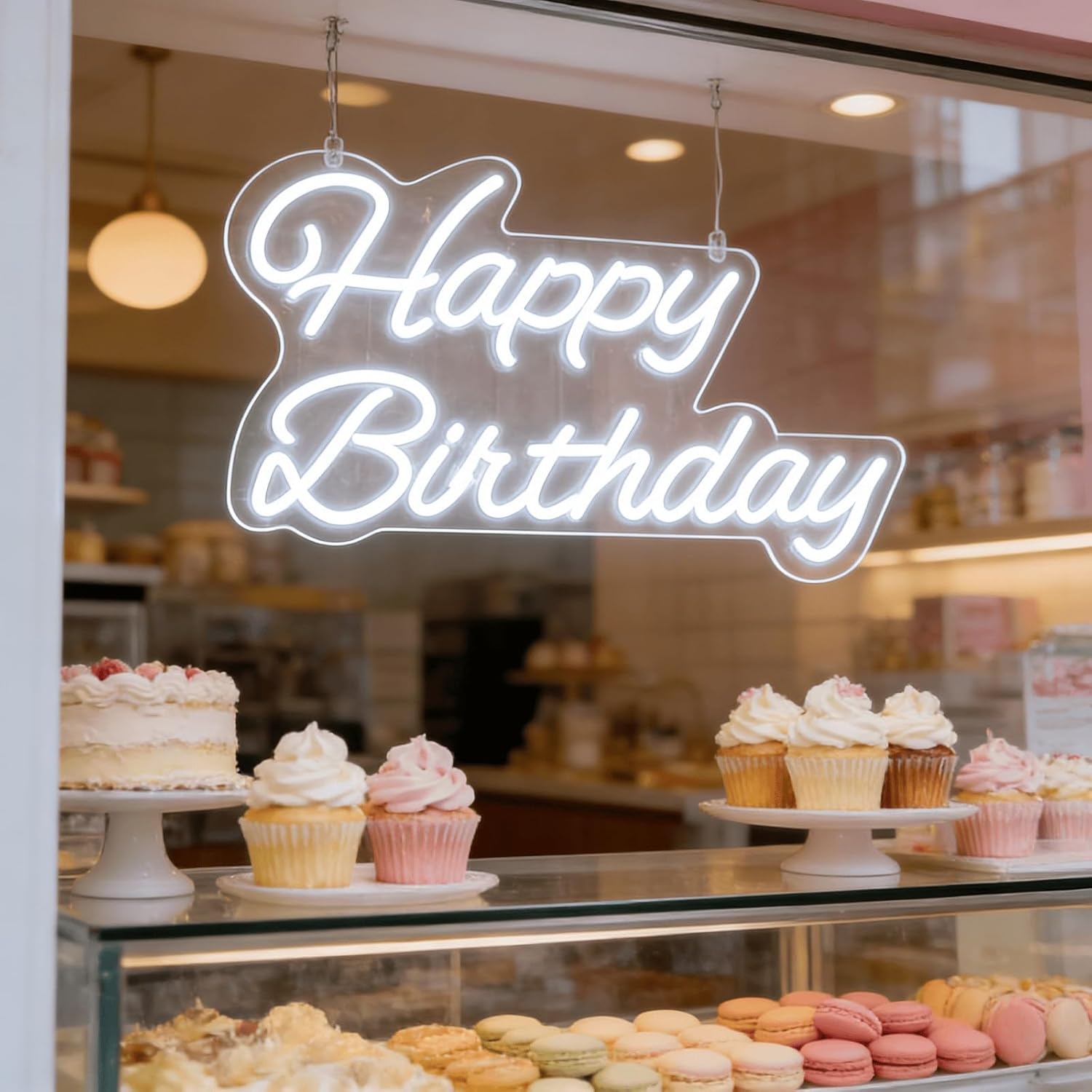 Happy Birthday LED Lights, USB Powered Neon Sign for Room Decor, Art Decoration Happy Birthday Neon Light Sign for All Birthday Party Decoration (White04-16.5 * 9inch)