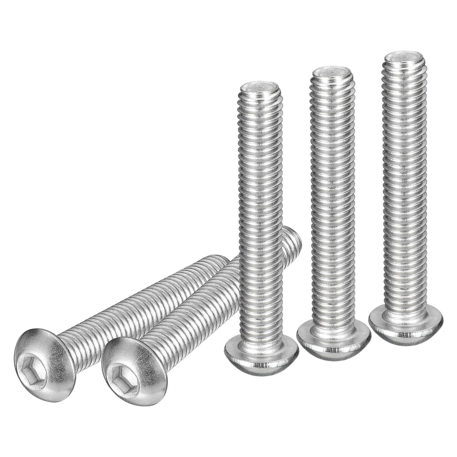 DTGN M8-1.25x50mm (DxL) Button Head Socket Cap Screws, 5Pack, Good for Machine, 304 Stainless Steel 18/8