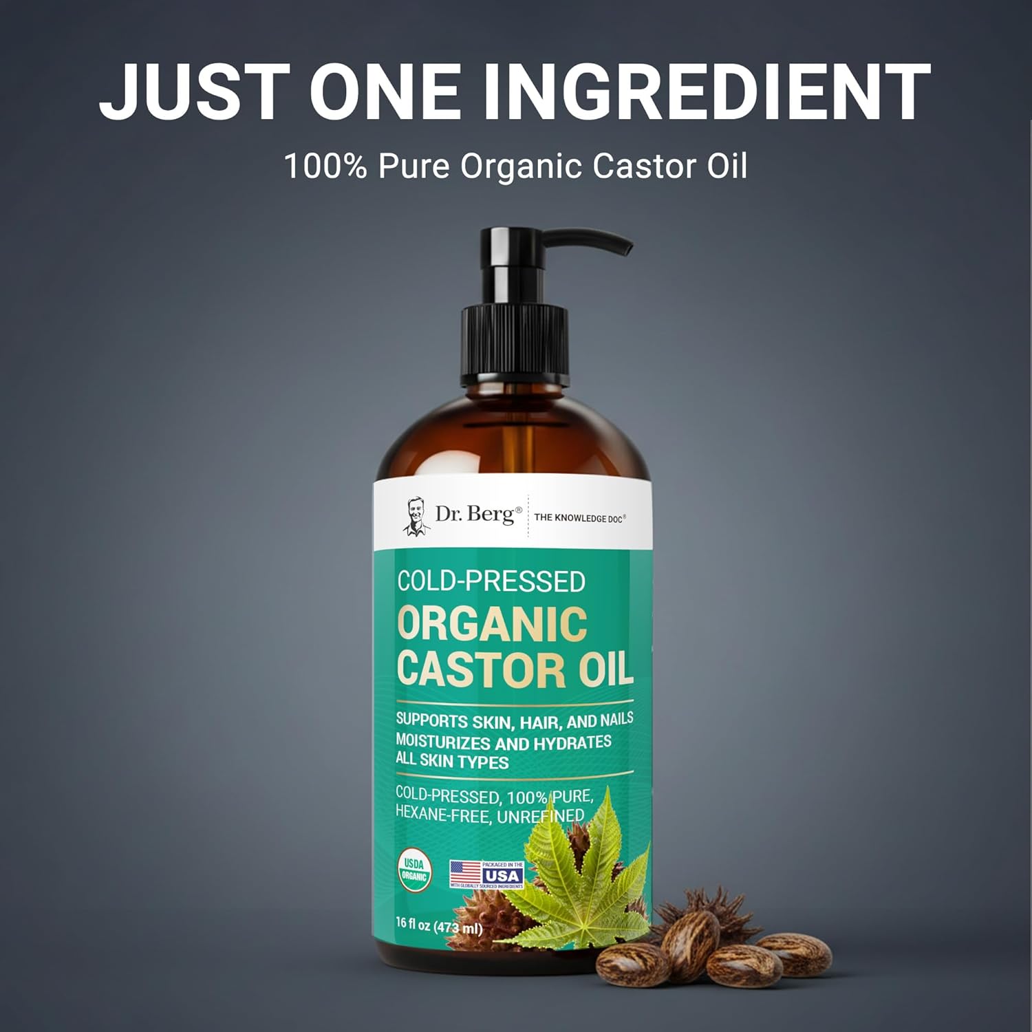 Dr. Berg Organic Castor Oil Dr. Berg Organic Castor Oil – 16 fl oz Cold-Pressed Oil – Pure, Unrefined, Single Ingredient – Sourced in India, Bottled in USA – Lab Tested, USDA Organic, Glass Bottle - Image 3