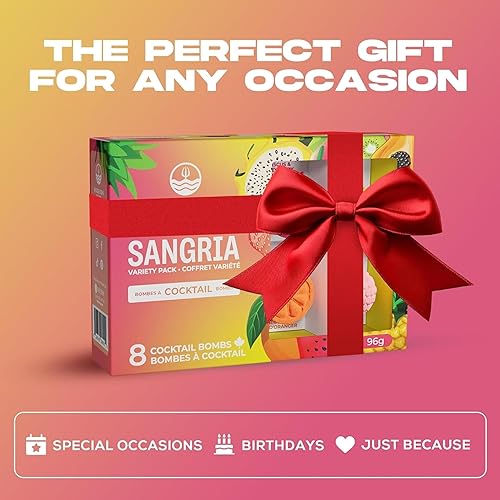 Miniatura 6 de Poseidn Bolas de bombas de cóctel  Paquete variado de sangría (8 piezas)  Bombas de bebidas afrutadas para amantes de los cócteles  Fabricado en