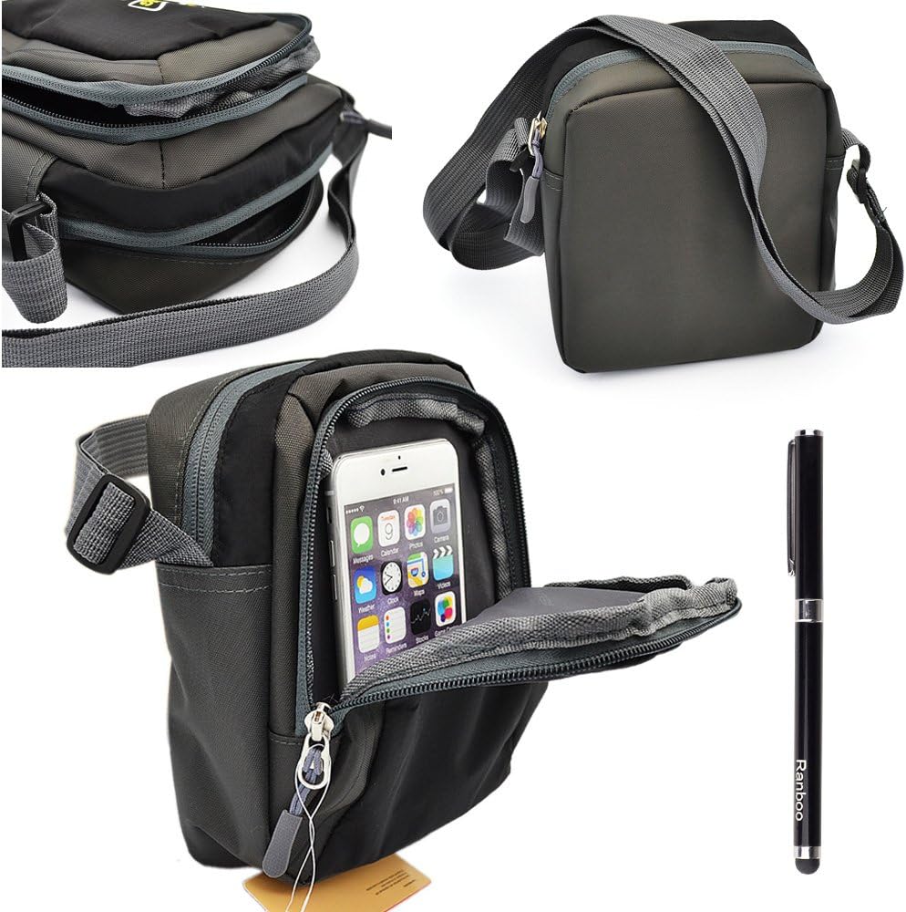 NYZ Multifunction Outdoor Exercise Sport Pocket Purse Passport Cover Small Single Shoulder Bag / Wallet Credit Card Watch Bag / Cycling Hiking Camping Travel Bag for Cellphones Samsung Note 4,note Edge,note 3,s5, Iphone 6 Plus ,Iphone 6,5s,motorola ,Nokia ,Lg,sony and Other Accessories and Free 2 in 1 Stylus (Black)