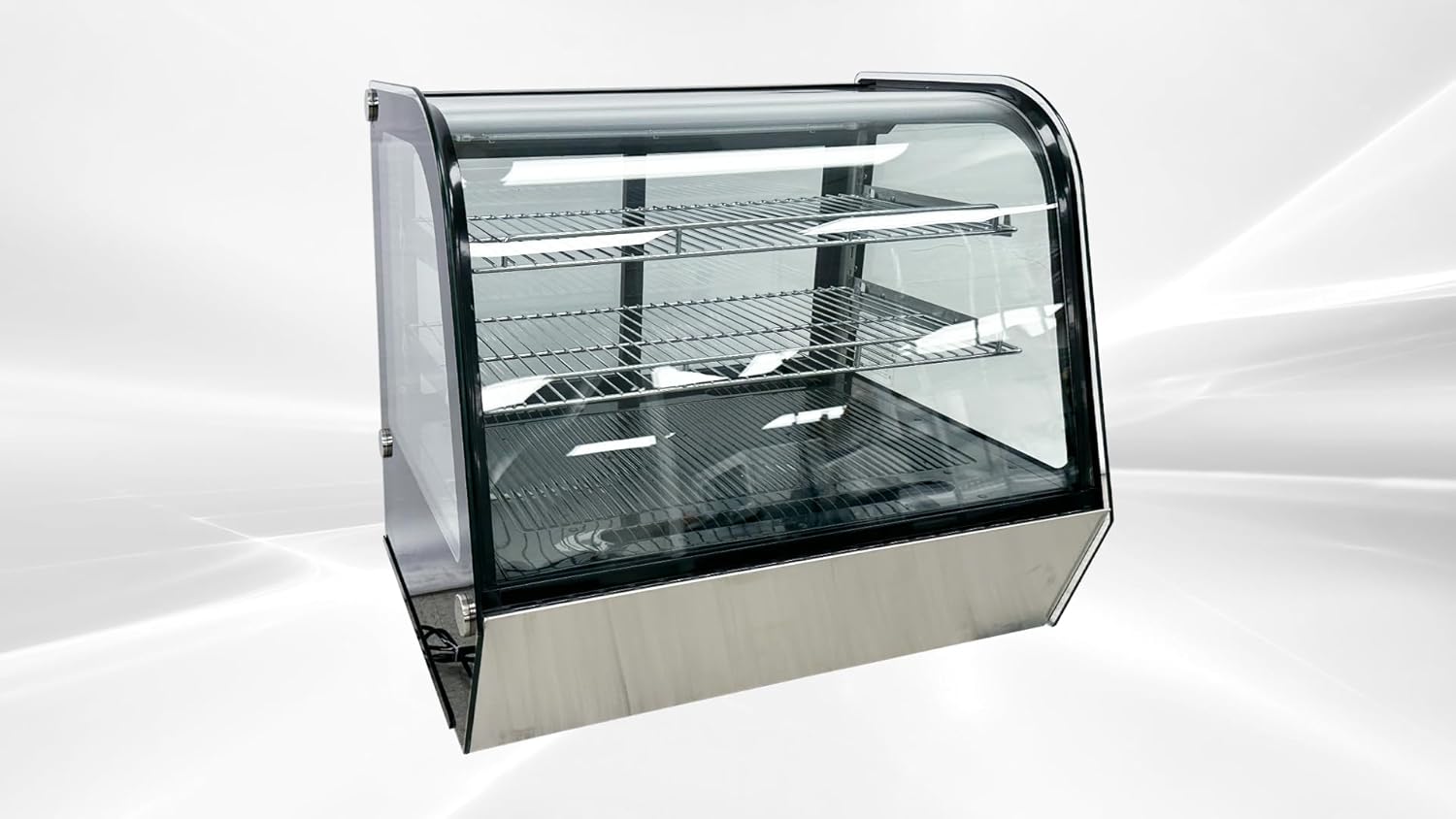Commercial Bakery Display Refrigerator, ETL Countertop Fridge Cooler Case, 28" W 4.2 cu.ft. Desktop Slope Refrigerated Case Restaurant Pastry Deli Stainless Base Curved Glass Cooler Black
