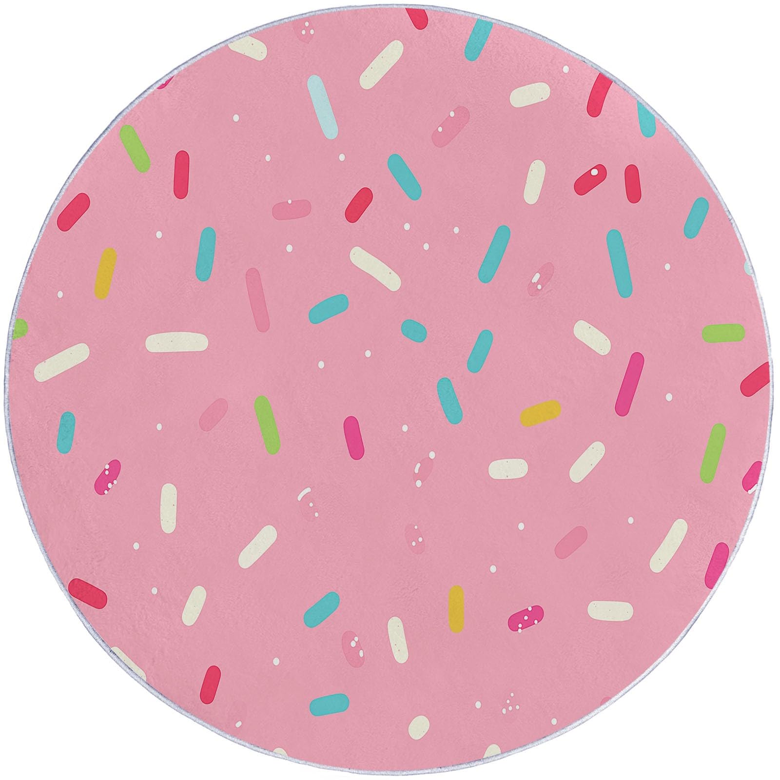 Pétillant Tapis de Sol Rond Motif Mignon Style Paillettes et Étoiles, Coloré, 140 cm, Idéal pour Déco Joyeuse de Chambre de Fille ou Bébé, Moquette Antidérapante en Flanelle Douce