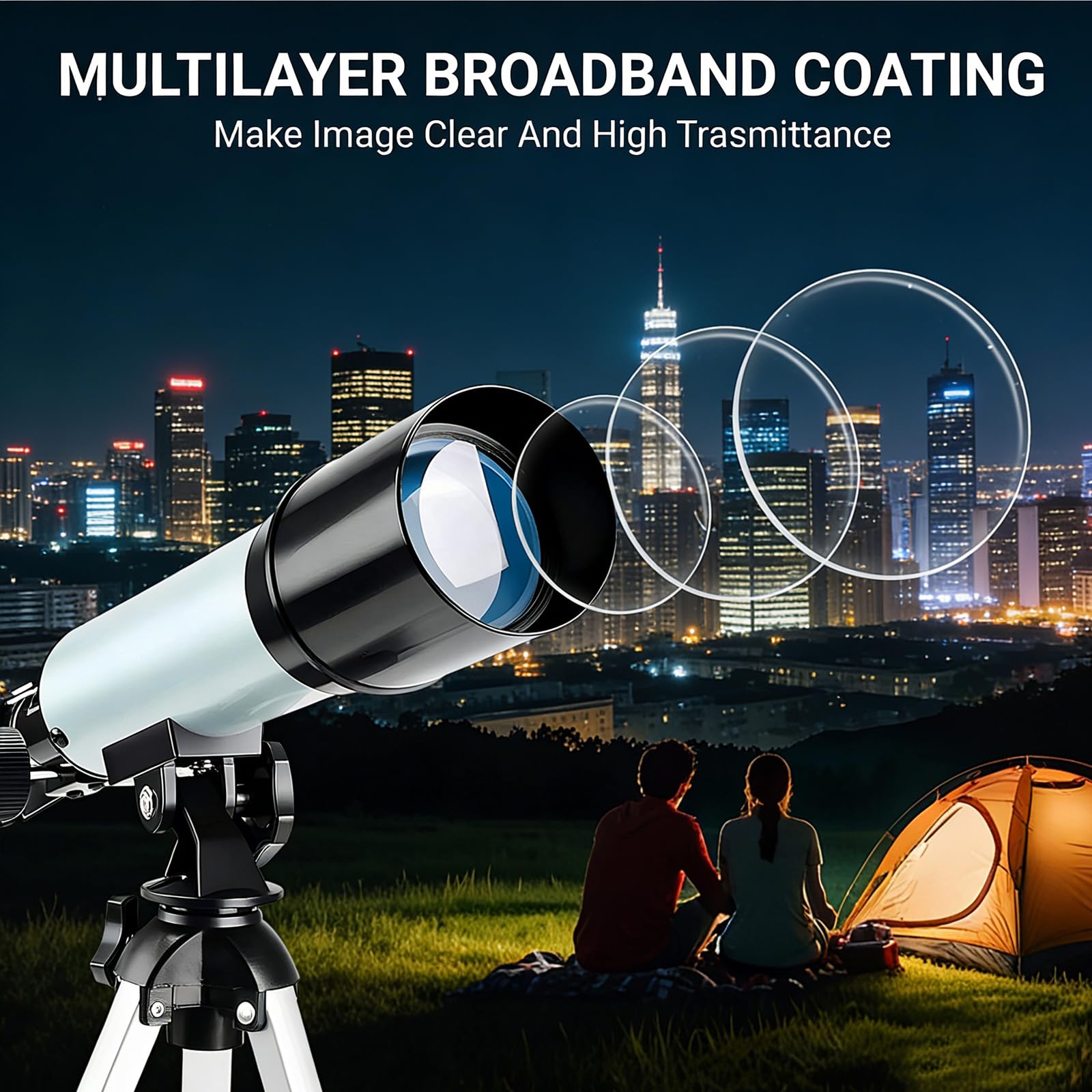 Teleskop Astronomie 70 mm Apertur,Tragbares Telescope Astronomisches Refraktor Teleskope für Kinder & Erwachsene mit 15–150x Vergrößerung,Fernrohr Stativ,Sternenbeobachtung & Smartphone-Adapter