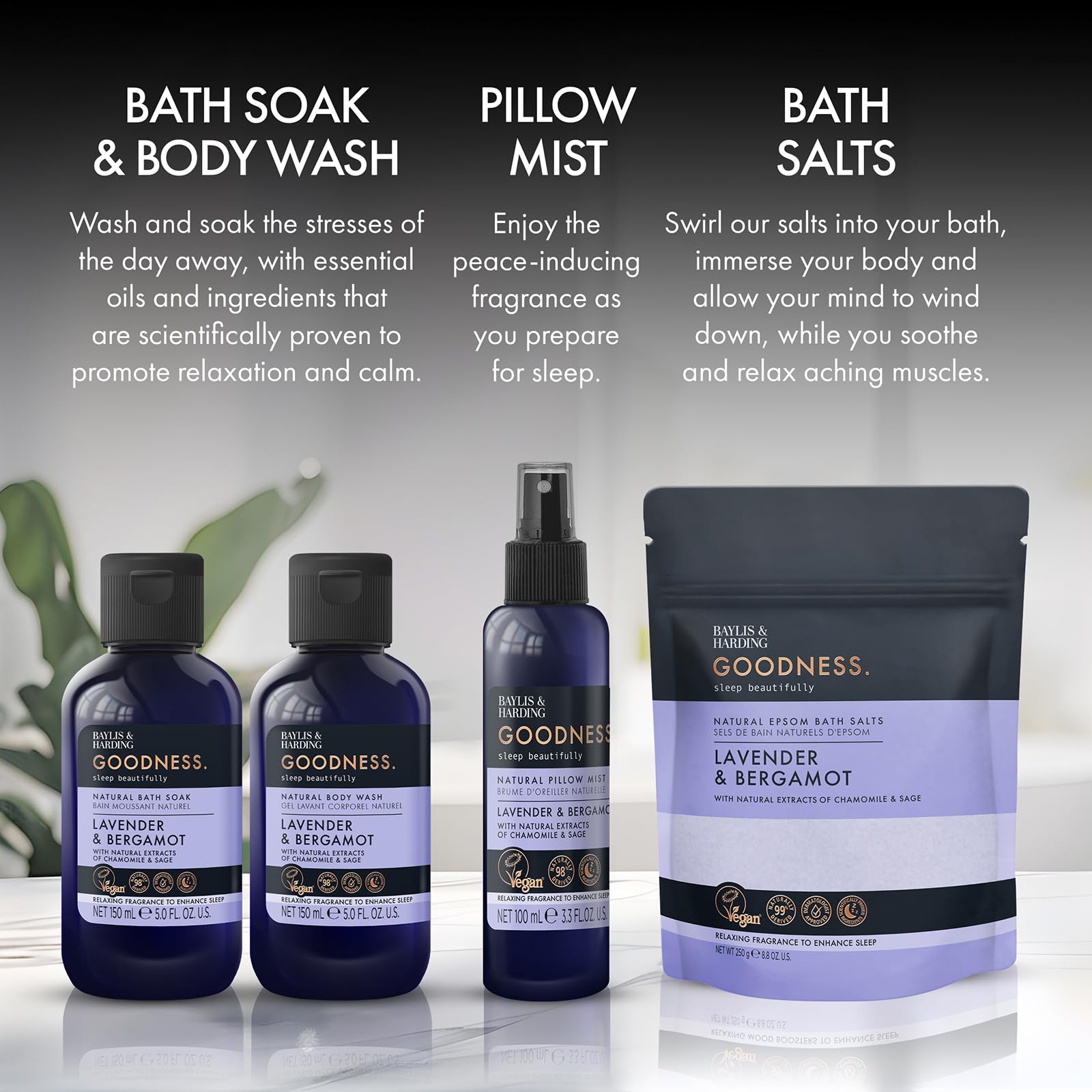 Baylis & Harding Goodness Sleep Lavender & Bergamot Goodnight Gift Set - Vegan Friendly (Pack of 1) - Image 3