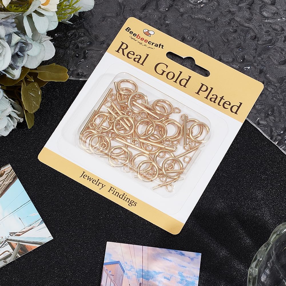 Beebeecraft 25 Sets Toggle Clasps 18K Gold Plated 304 Stainless Steel T Bar Ring Closure Connector for Jewelry Making Bracelet Necklace - Image 6