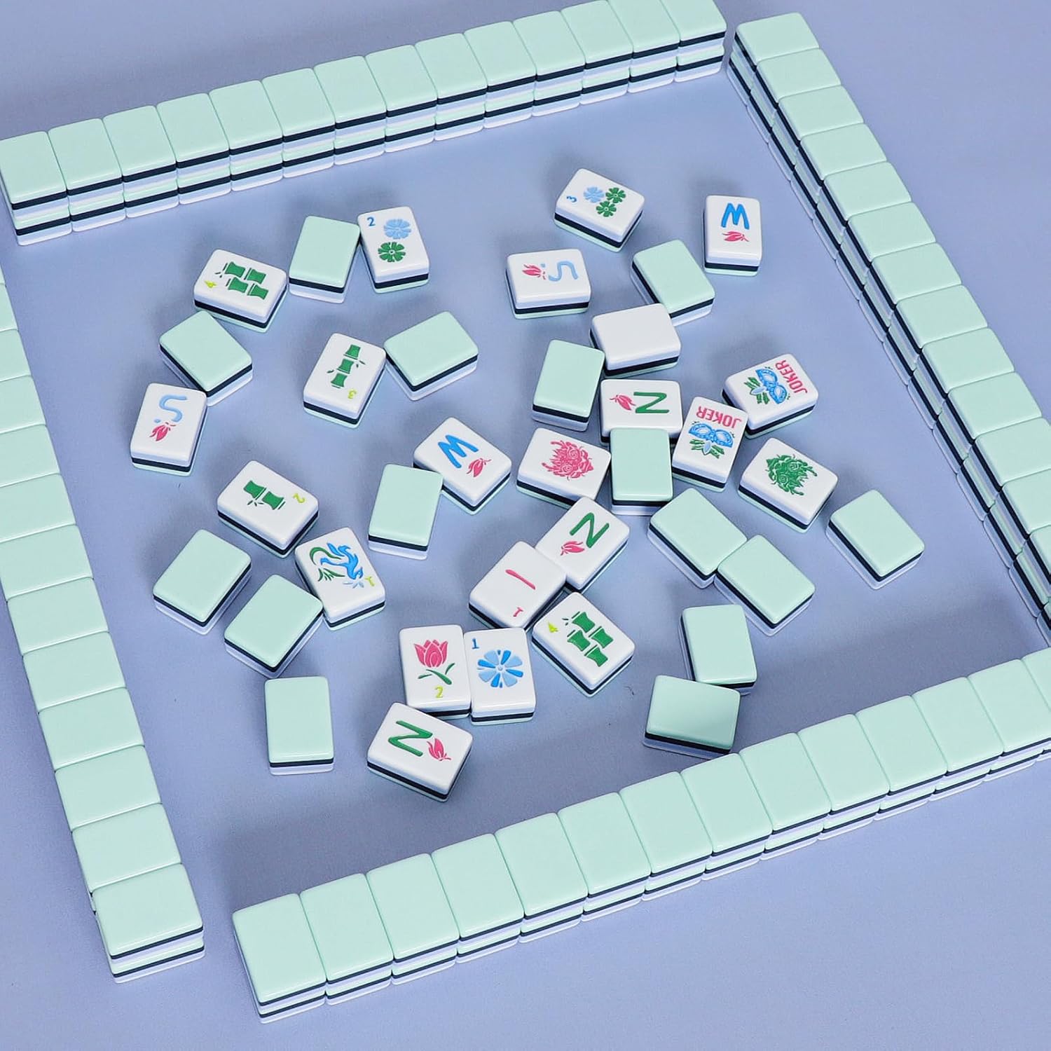 American Mahjong Tile Set with160 Acrylic 4 Layer Engraved Mahjong Tiles, Mahjong Tiles Bag and Accessories