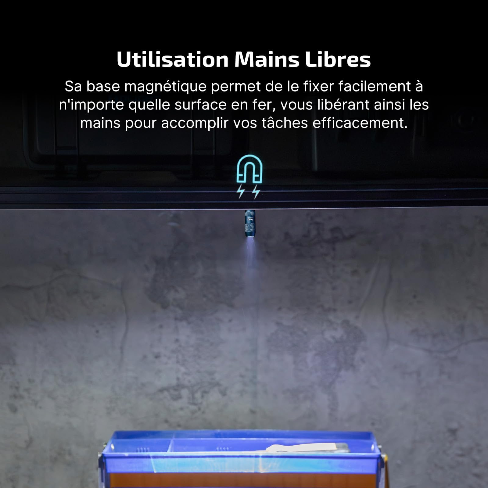 OLIGHT I MINI 2 Port USB Magnétique Mains Libres Lampe de Poche Rechargeable 50 Lumens Lumière Douce Petite et Puissante Clé pour la Décoration (Bleu Nuit)