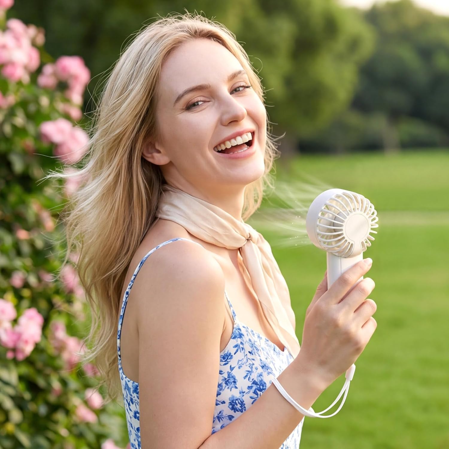 Woanger 120 Pack Mini Portable Fans Bulk Handheld Battery Operated Fan with Lanyard Personal Hand Held Cooler for Wedding Summer Travel Indoor Outdoor Office Camping Gift with Box (Aaa,White)