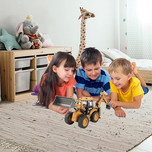 Miniatura 7 de Retroexcavadora, excavadora, camión, juguetes para niños, 150, construcción de vehículos de ingeniería de metal, tractor, colección de modelos,