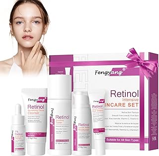 Fengyang® Set De 5 Piezas Retinol Skin Care, Set De Cuidado De La Piel, Cuidado Facial Mujer Kit Regalo, Kit De Viaje Esencial Para El Cuidado De La Piel