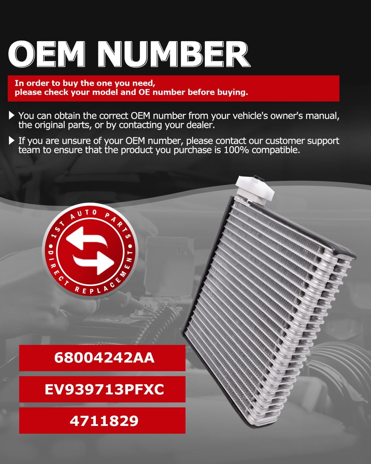 1ST 68004242AA A/C Evaporator Core Fits for Dodge Ram 1500 Ram 2500 Ram 3500 Ram 4500 Ram 5500 Pickup 2006-2010, Replaces OE: EV939713PFXC 4711829