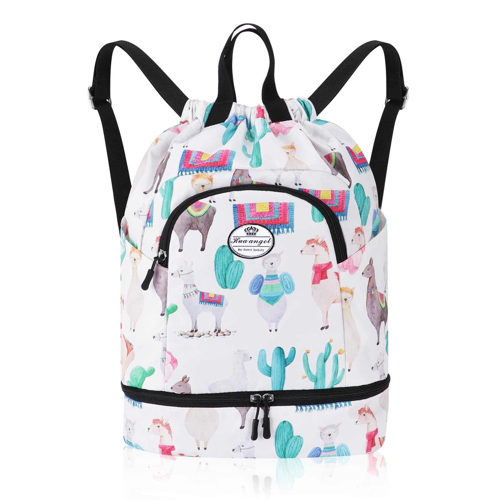 HUA ANGEL Unisex Drawstring Backpack Sports Gym Bag Drawstring Bag Weekend Daypack With Shoe Compartment for Women Men Basketball Football Outdoor Fitness Yoga Swimming Beach