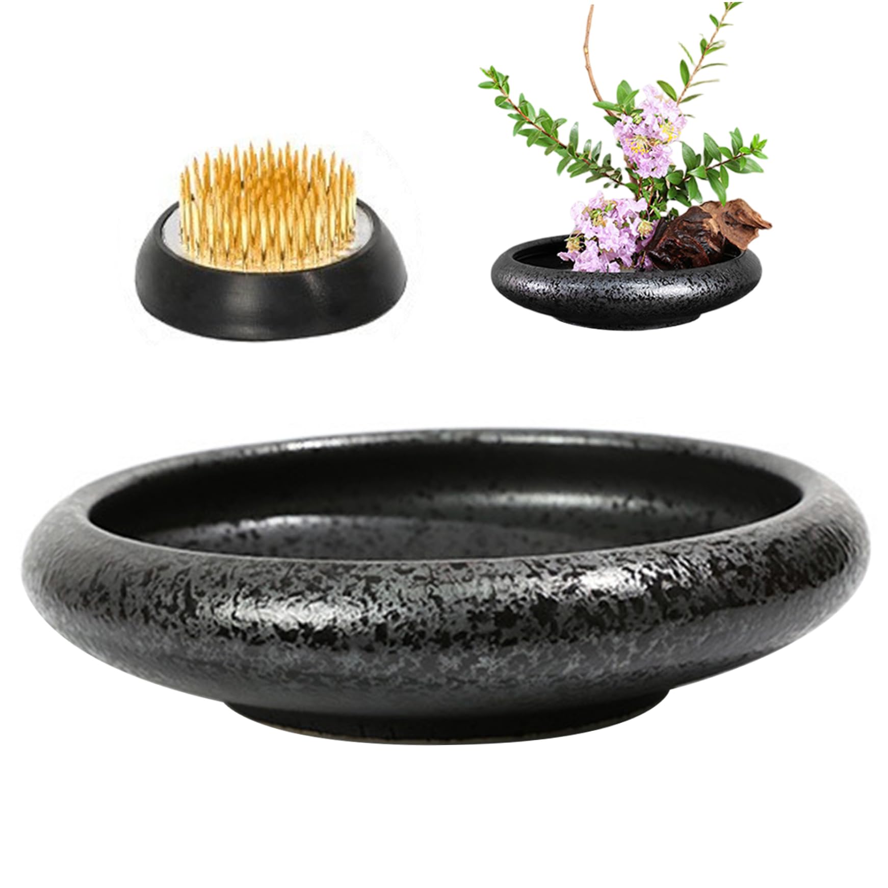 Kit de vases Ikebana en céramique ronde style rétro pour la décoration intérieure