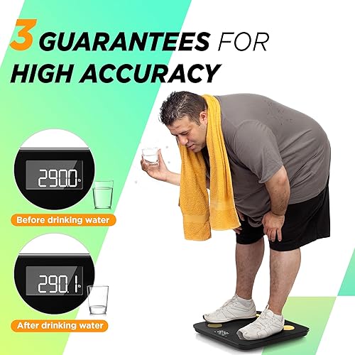 Miniatura 7 de Báscula para peso corporal y porcentaje de grasa, báscula inteligente de baño digital precisa runstar con pantalla grande, aplicación de