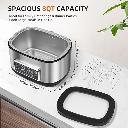 Miniatura 9 de Olla Sous Vide Homtone, Máquina de Cocina Suveed de 8 Quart, Control de Temperatura de Acero Inoxidable Sous Vide, Olla Sous Vide Precisa con