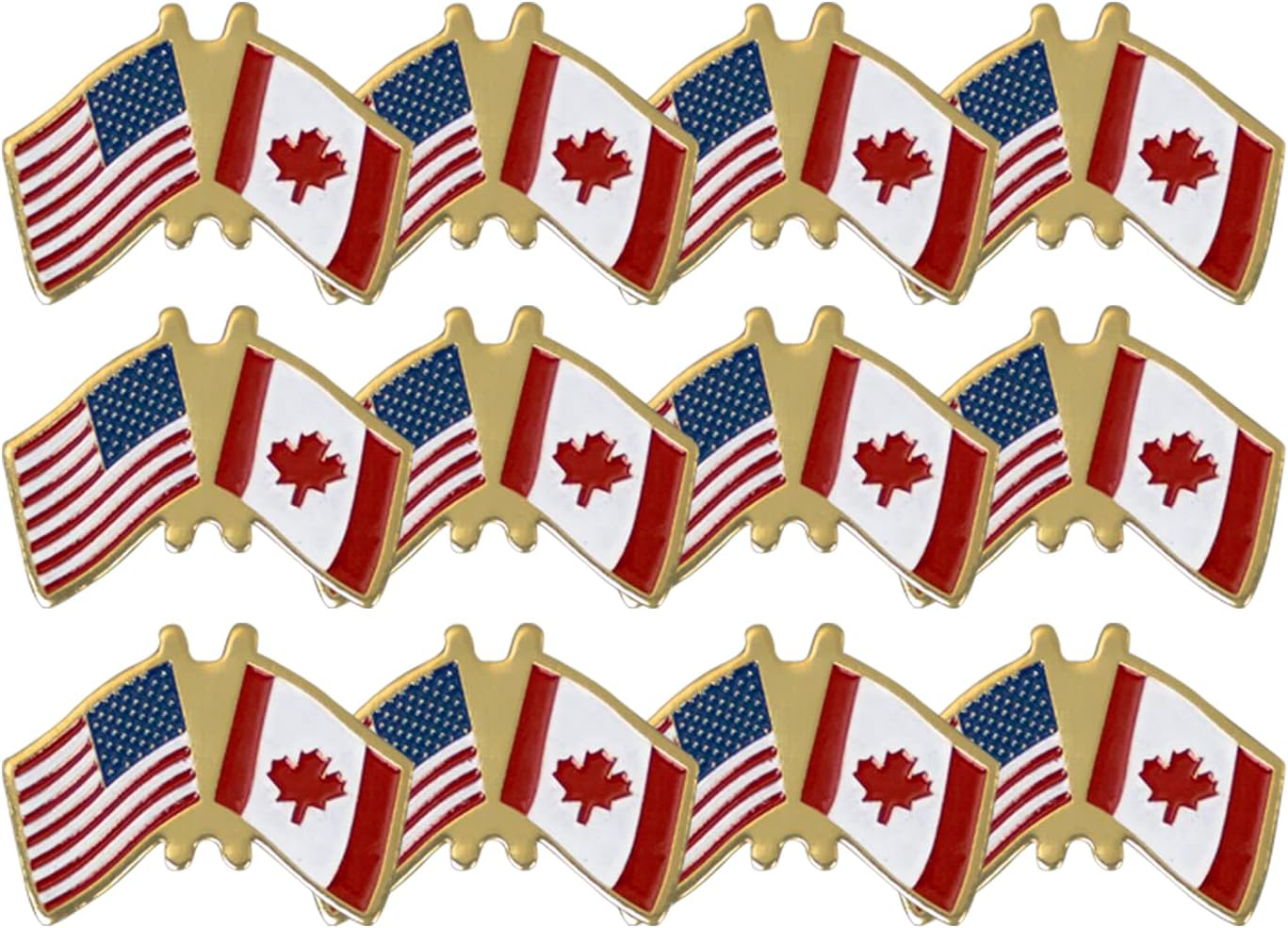 SHOP AWARDS AND GIFTS American Flag Crossed With Various Country Flags Lapel Pin-Multiple Countries-Pack of 12