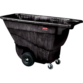 Rubbermaid Commercial Products Tilt Dump Truck, 450 lbs 1/2 Cubic Yard Heavy Load Capacity with Wheels, Black, Trash Recycling Cart for Construction/Commercial/Industrial Transportation