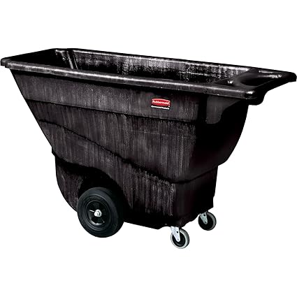 Rubbermaid Commercial Products Tilt Dump Truck, 450 lbs 1/2 Cubic Yard Heavy Load Capacity with Wheels, Black, Trash Recycling Cart for Construction/Commercial/Industrial Transportation