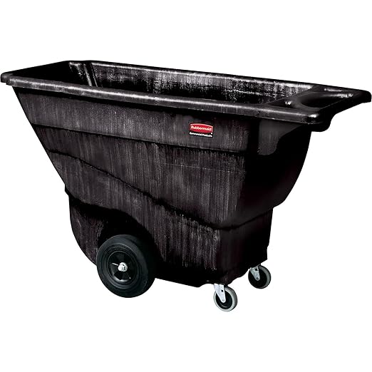 Rubbermaid Commercial Products Tilt Dump Truck, 450 lbs 1/2 Cubic Yard Heavy Load Capacity with Wheels, Black, Trash Recycling Cart for Construction/Commercial/Industrial Transportation