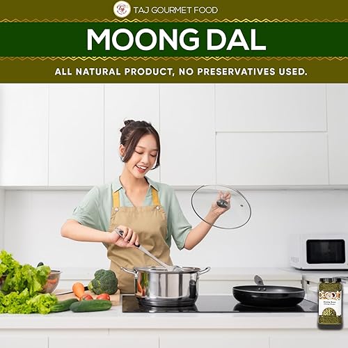 Miniatura 6 de TAJ Premium Indian Moong Dal Entero, Frijoles Mung, tarro de 3.5 libras