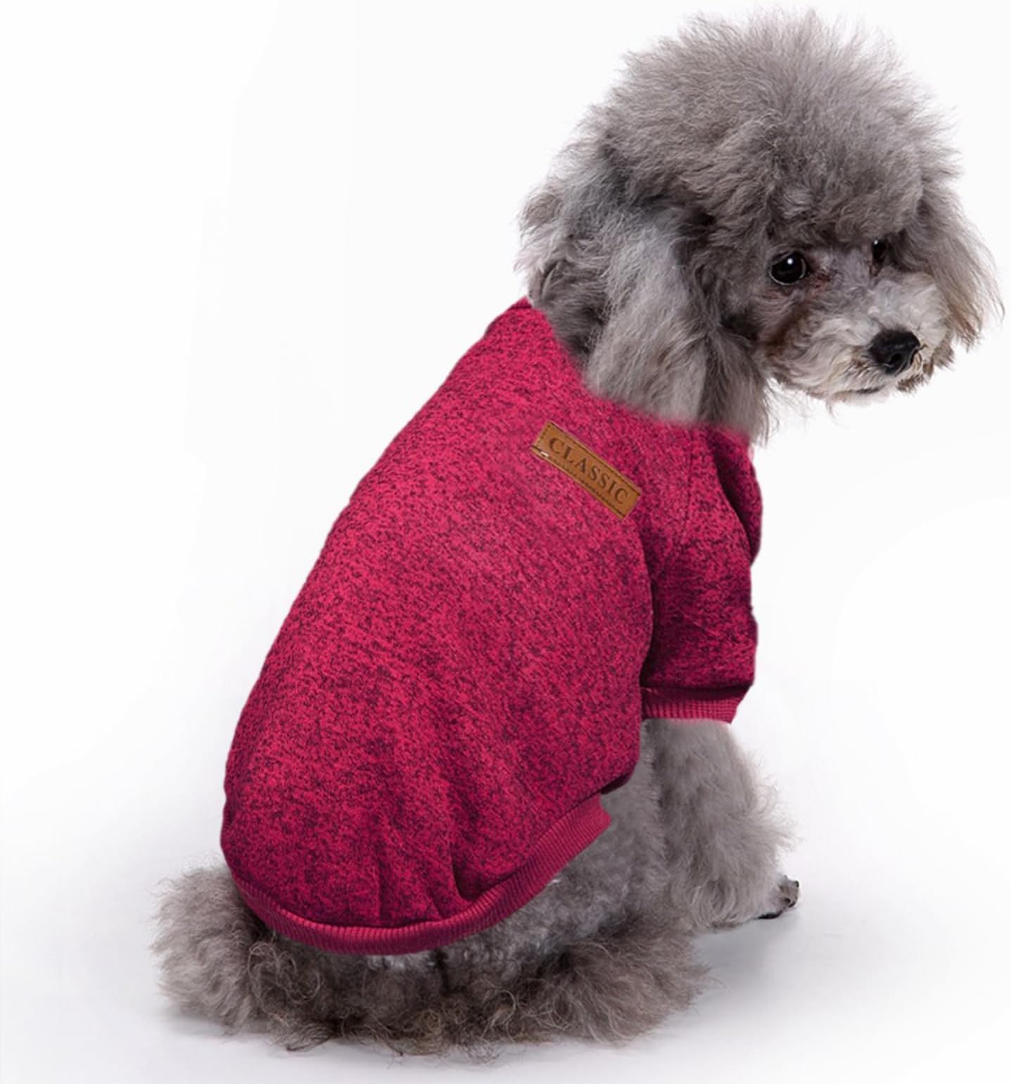 Jecikelon Fleece Dog Sweaters for Small Dogs, Soft Puppy Clothes for Doggie, Warm Dog Winter Outfits, Cute Pullover Sweatshirt Apparel for Pet Cats (Wine red, S)