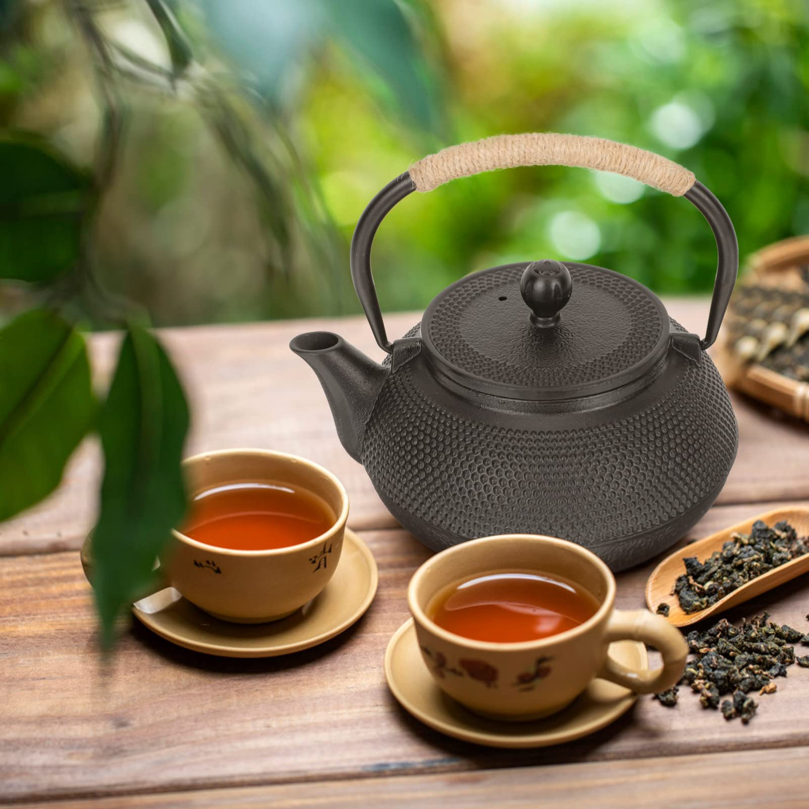 Tetera de Hierro Tetsubin 800ml Negra para Infusión | Infusor, Asa Cómoda, Limpieza Sencilla, Aislamiento Térmico, Uso en Hogar y Oficina