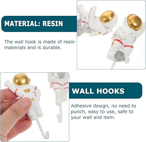 Miniatura 3 de Gancho para colgar en la pared de astronauta, 4 piezas, gancho de astronauta, soporte para paraguas, ganchos para colgar en la pared, ganchos para