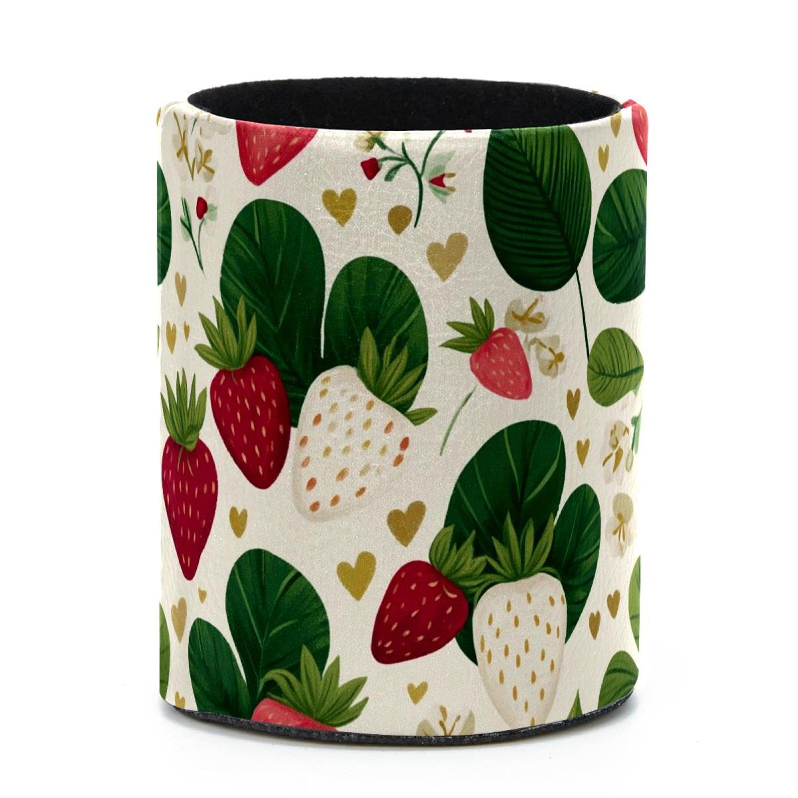 VAPOKF Round Pencil Holders for Desk, Strawberry Pen Holders Pen Pot Makeup Brushes Storage Desktop Stationery Supplies Organiser for Home Office