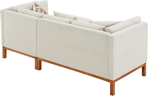 Miniatura 7 de Hliovkis Sofá modular modular en forma de L, cómodo sofá con espuma de lino de alta resistencia, sofá blanco suave y moderno para sala de estar,